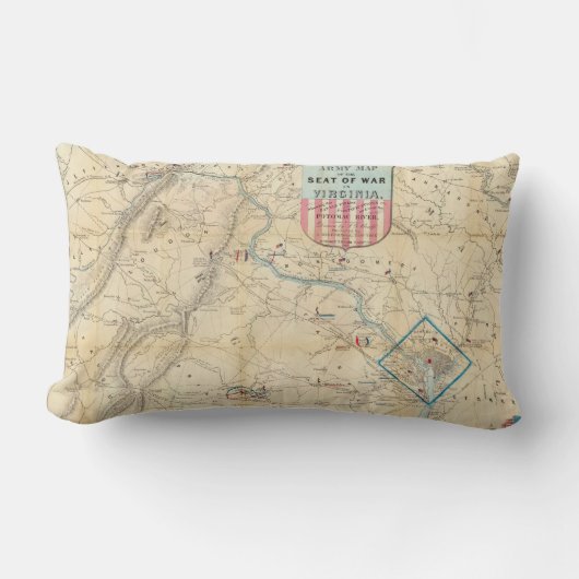 ヴィンテージの北のヴァージニアの内戦の地図(1862年) ランバークッション (正面)