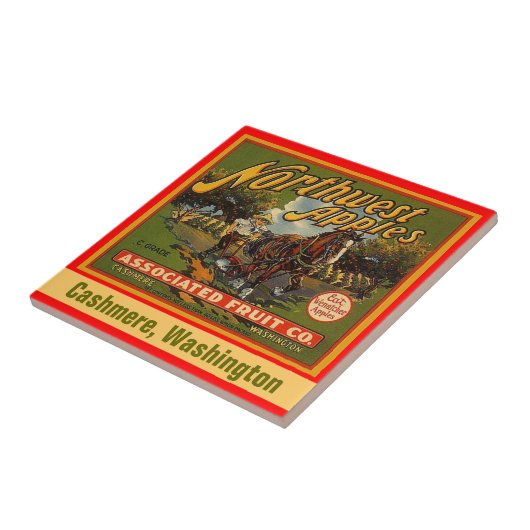 ヴィンテージの北西りんごのカシミヤ織の木枠のラベルのタイル タイル (側面)