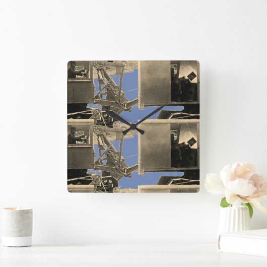 ヴィンテージの北西クレーン重い装置 スクエア壁時計 (ホーム)