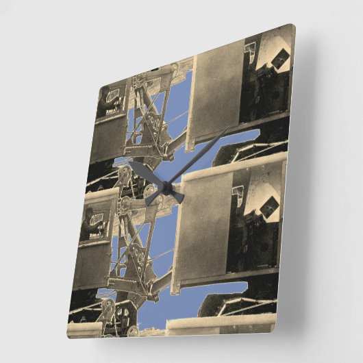 ヴィンテージの北西クレーン重い装置 スクエア壁時計 (傾斜)