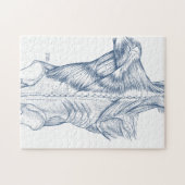 ヴィンテージの医学のスケッチの背筋の青(1890年) ジグソーパズル (横)