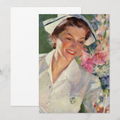 ヴィンテージの医療、ユニフォームの幸せな看護師 (正面/裏面)