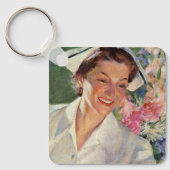 ヴィンテージの医療、ユニフォームを着た幸せな看護師 キーホルダー (正面)