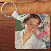 ヴィンテージの医療、ユニフォームを着た幸せな看護師 キーホルダー (正面)