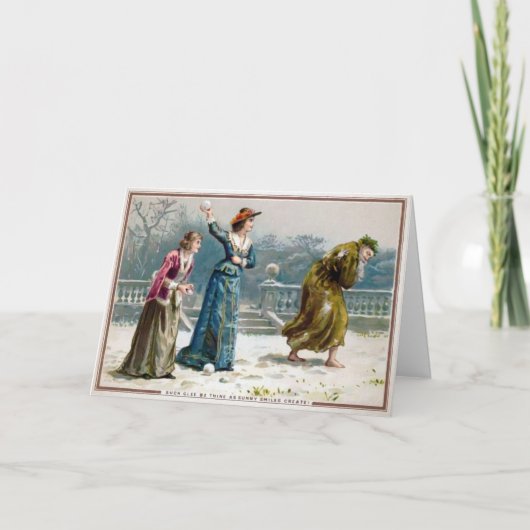 ヴィンテージの半身女性クリスマスカード シーズンカード (正面)