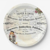 ヴィンテージの卒業のかわいい女の子の卒業生のパーティーのプレート ペーパープレート (正面)