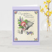 ヴィンテージの卒業の挨拶状 カード (黄色い花)