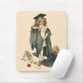 ヴィンテージの卒業式、帽子とドレスを着た女の子 マウスパッド (マウス)