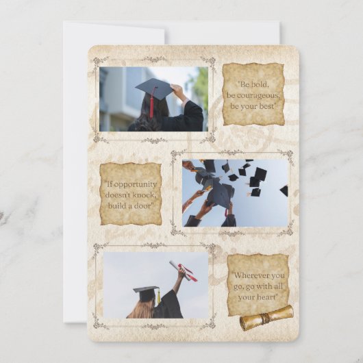 ヴィンテージの卒業招待状/発表 招待状 (裏面)