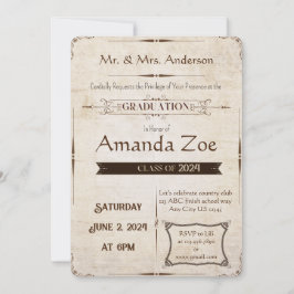 ヴィンテージの卒業招待状/発表 招待状