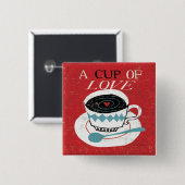 ヴィンテージの卓上-コーヒー 缶バッジ (正面&裏面)