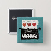 ヴィンテージの卓上-タイプライター 缶バッジ (正面&裏面)