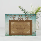 ヴィンテージの印の素朴な国の結婚式招待状 招待状 (スタンド正面)