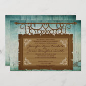 ヴィンテージの印の素朴な国の結婚式招待状 招待状 (正面/裏面)