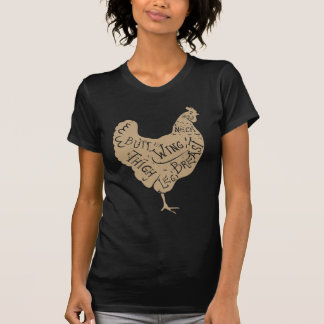 ヴィンテージの印刷の鶏の肉屋は図表を切ります Tシャツ