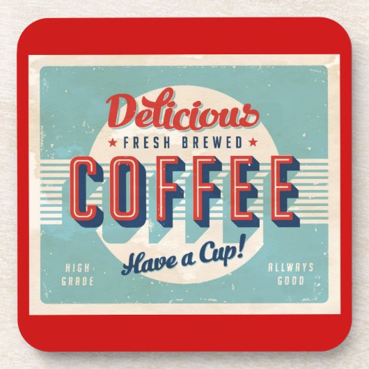 ヴィンテージの印-新しい醸造されたコーヒー コースター (正面)