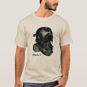 ヴィンテージの印Vの潜水のヘルメットのイラストレーション Tシャツ