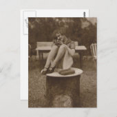 ヴィンテージの危険なピンアップ女の子の写真 ポストカード (正面/裏面)