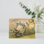 ヴィンテージの卵を含む復活祭の雛 ポストカード (スタンド正面)
