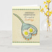 ヴィンテージの卵人間の形をした記念日カード カード (黄色い花)