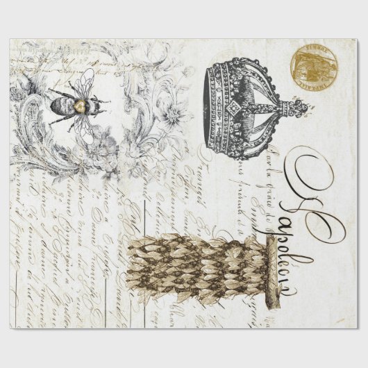 ヴィンテージの原稿の蜂の包装紙 ラッピングペーパー (フラット)