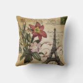 ヴィンテージの原稿ユリのパリモダンなエッフェル塔 クッション (裏面)