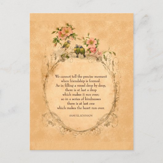 ヴィンテージの友だち – 鳥とフローラ – はがき (正面)