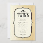 ヴィンテージの双生児のベビーシャワー招待状 招待状 (正面)