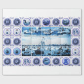 ヴィンテージの古いオランダはDelftwareオランダをタイルを張ります ラッピングペーパー (フラット)