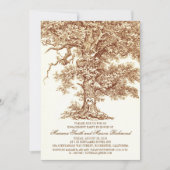 ヴィンテージの古いオークの木の素朴な婚約パーティ 招待状 (正面)