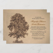 ヴィンテージの古いオークの木の結婚式招待状 招待状 (正面/裏面)