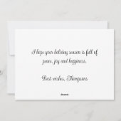 ヴィンテージの古いクリスマスブルーバーズベリーの馬蹄形 シーズンカード (裏面)