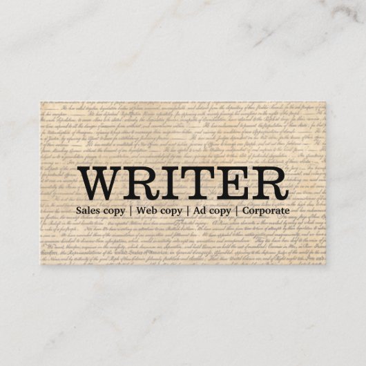 ヴィンテージの古いスクリプトFreelancing Writer 名刺 (正面)
