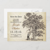 ヴィンテージの古いツリーは日付はがきを保存 案内ポストカード (正面/裏面)