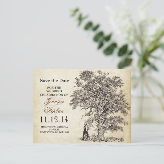 ヴィンテージの古いツリーは日付はがきを保存 案内ポストカード (スタンド正面)