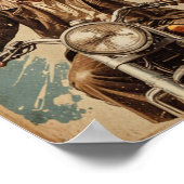 ヴィンテージの古いバイク乗りのおじいさん ポスター (角)