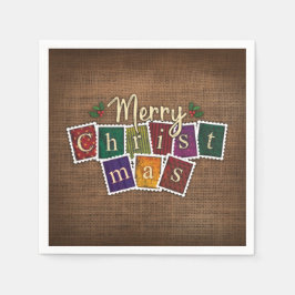 ヴィンテージの古いファッションドクリスマススタンプの切り離し スタンダードカクテルナプキン