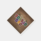 ヴィンテージの古いファッションドクリスマススタンプの切り離し スタンダードカクテルナプキン (角)