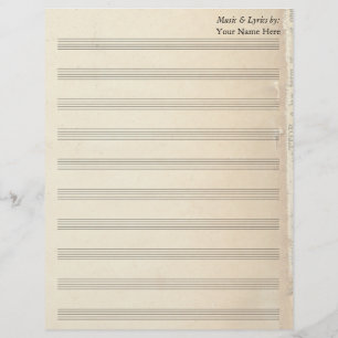 ヴィンテージの古いブックページ空白のシート音楽10 Stave