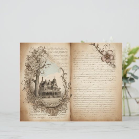 ヴィンテージの古いブックページ迷惑メールジャーナル紙シート (スタンド正面)