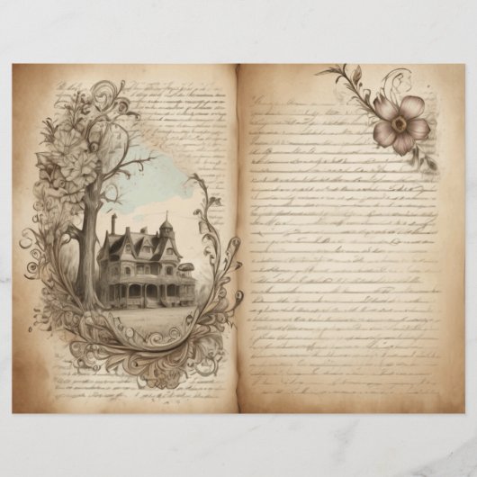 ヴィンテージの古いブックページ迷惑メールジャーナル紙シート (正面)