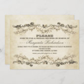 ヴィンテージの古いブライダルシャワー招待状 招待状 (正面/裏面)