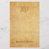 ヴィンテージの古いペーパー一見の手書きのモノグラムのカッコいい 便箋 (正面)