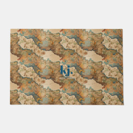 ヴィンテージの古いマップパターン |モノグラム ドアマット