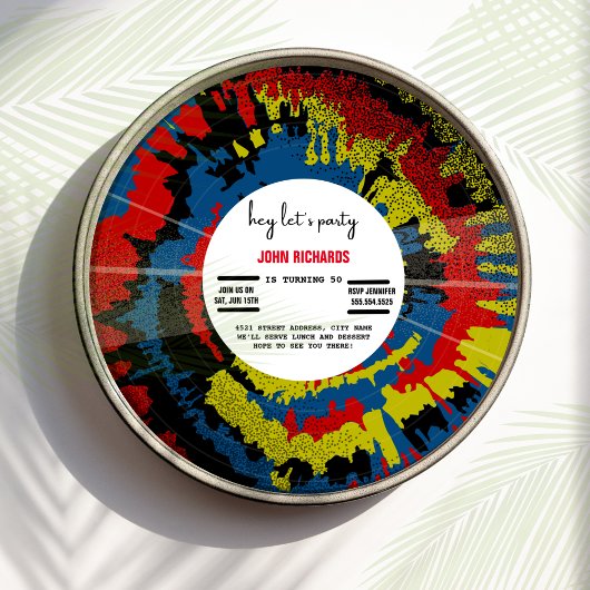 ヴィンテージの古いレコード誕生日の招待 セーブザデート