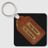 ヴィンテージの古いレザーIDラベル キーホルダー (正面)