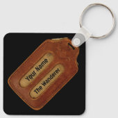 ヴィンテージの古いレザーIDラベル キーホルダー (裏面)