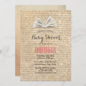 ヴィンテージの古い台本で赤ちゃんシャワーをプレゼント 招待状 (正面/裏面)