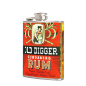 ヴィンテージの古い坑夫のラム酒のウイスキーボトルのラベルのフラスコ フラスク (左)