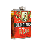 ヴィンテージの古い坑夫のラム酒のウイスキーボトルのラベルのフラスコ フラスク (右)